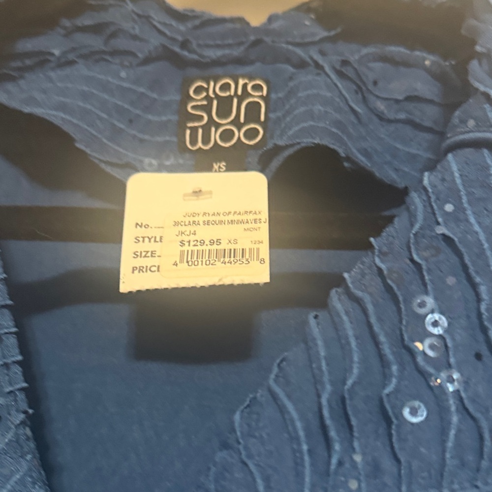 Clara Sun Woo Navy Blue Textured Blazer - Picture 3 of 3